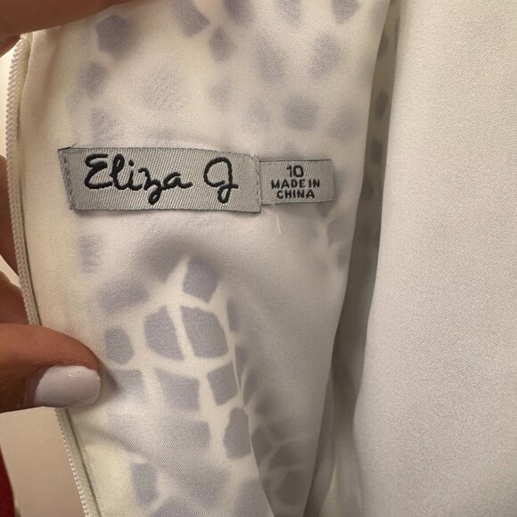 NWT Eliza J Missy Sleeveless Belt Fit+Flare Blue White Midi Dress MSRP $138 Size - Picture 8 of 11